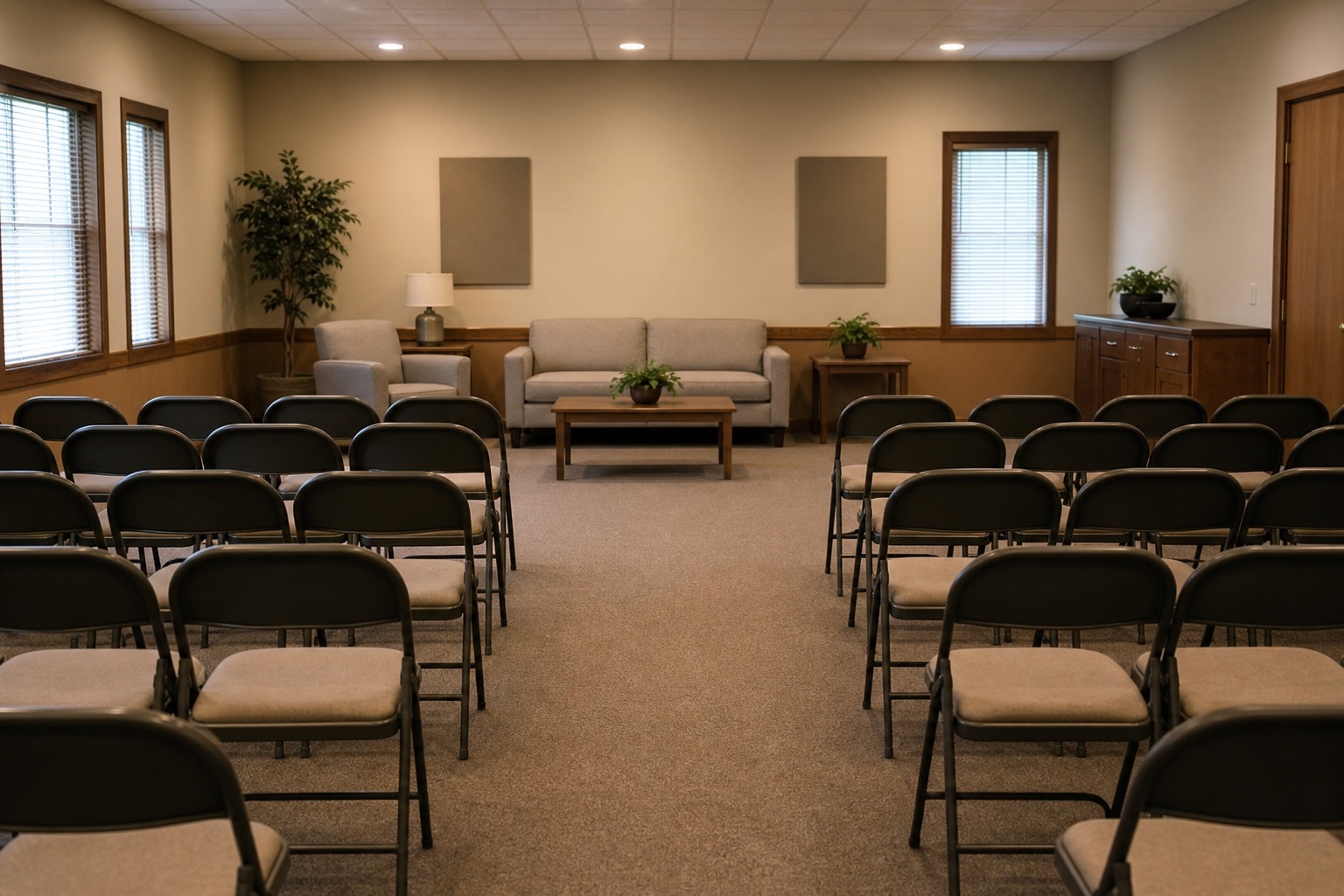 Empty meeting room after a community event.